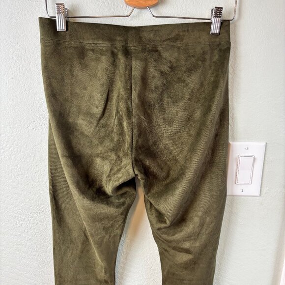 Hale Bob Leggings Olive Green Faux Suede M Winter Cozy Luxe - Picture 5 of 6